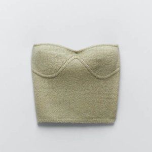 NWT Zara Green Knit Corset Top, M